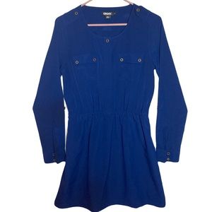 DKNY Button Down Dress Size 4 Navy Blue Long Sleeve